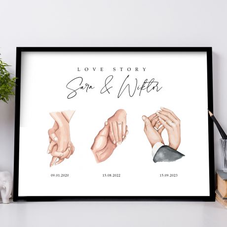 Personalizowany plakat dla pary młodej LOVE STORY